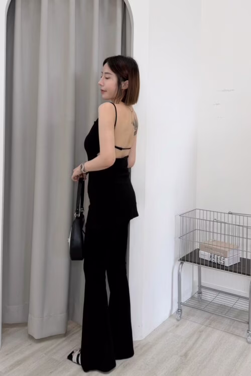美背調節bra背心+喇叭長褲