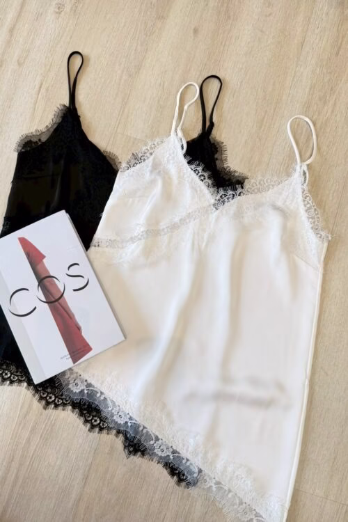 蕾絲拼接緞面細肩背心