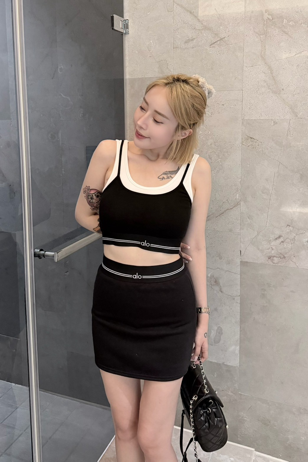 自訂款-A L O字母Bra背心+褲裙:圖片 6